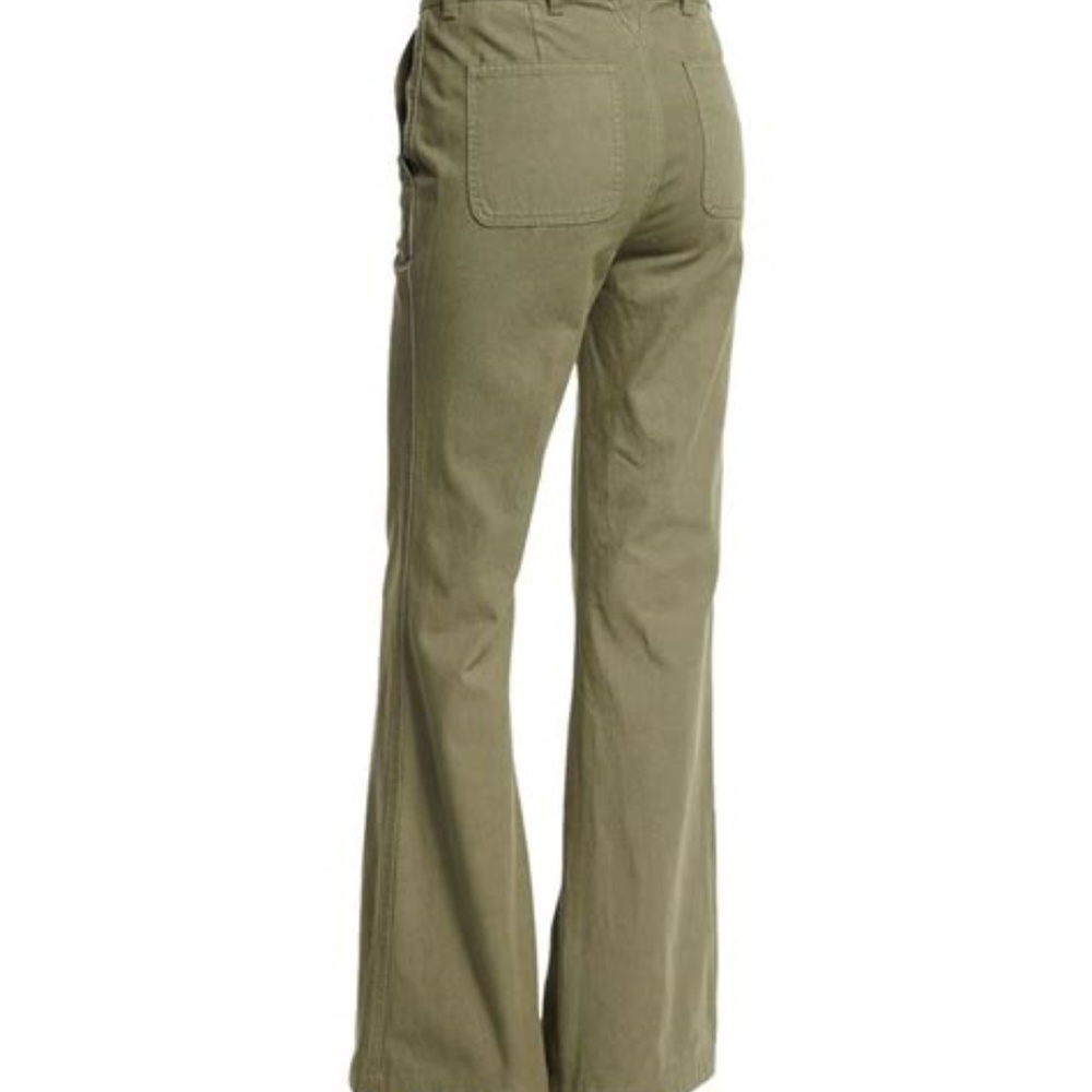 NWT Tory Burch Olive Khaki High-Rise Flared Pants Size 25